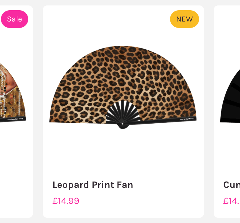 You Betta Merch product cards showing reusable Sale and New badges